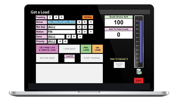 Software screen displaying cattle feed load information