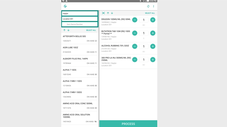 Pharmacy Inventory Control System app screen