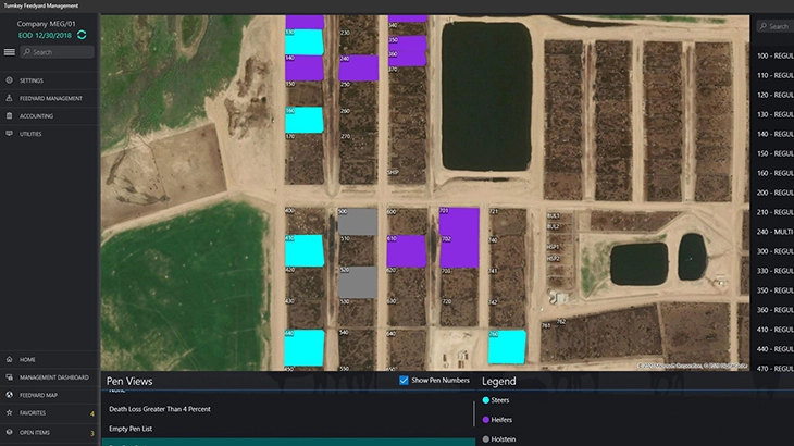 Feedyard map with color coding 